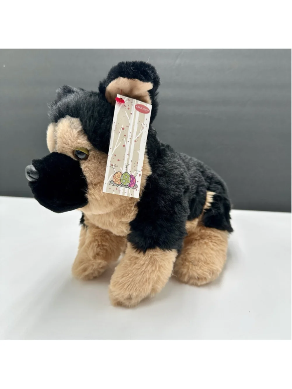 Vanlinny German Shepherd Puppy with Tag 13 Inch Plush Stuffed Animal Soft Cuddly